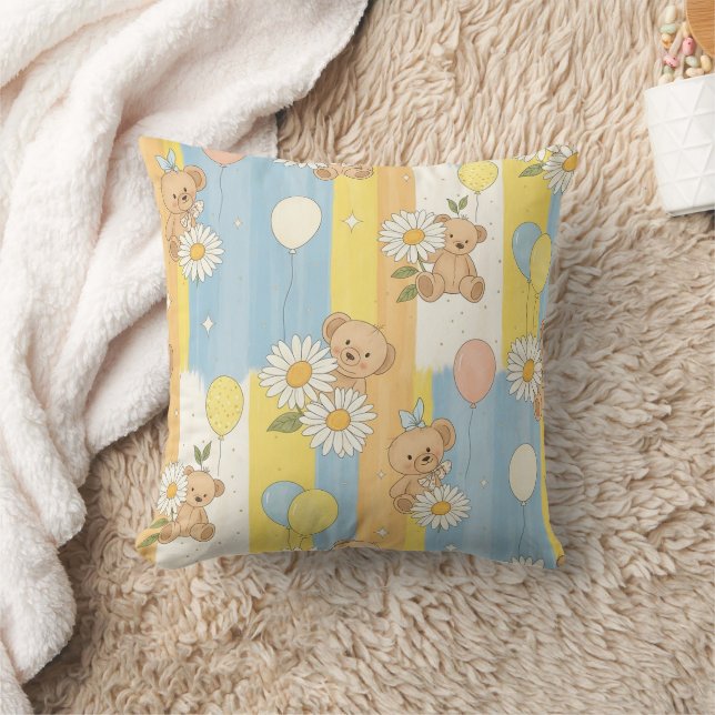 Teddybjörn Daisy Trädgårdsmönster (12) Kudde (Filt)