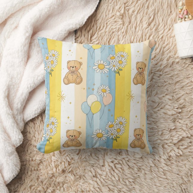 Teddybjörn Daisy Trädgårdsmönster (13) Kudde (Filt)