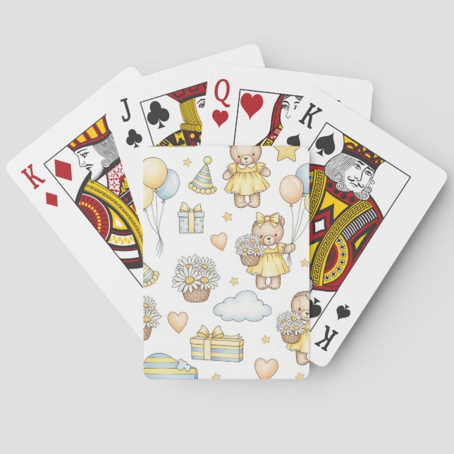 Teddybjörn Daisy Trädgårdsmönster (14) Casinokort (Baksidan)