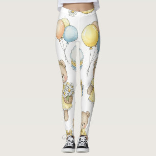 Teddybjörn Daisy Trädgårdsmönster (16) Leggings