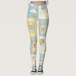 Teddybjörn Daisy Trädgårdsmönster (17) Leggings