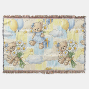 Teddybjörn Daisy Trädgårdsmönster (2) Filt