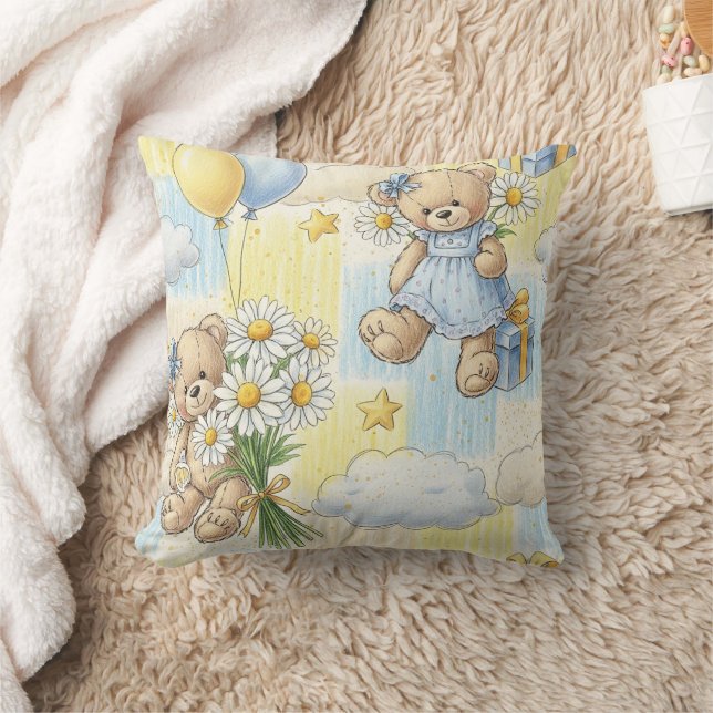 Teddybjörn Daisy Trädgårdsmönster (2) Kudde (Filt)