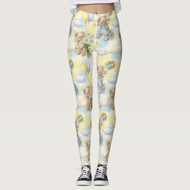 Teddybjörn Daisy Trädgårdsmönster (2) Leggings (Framsida)