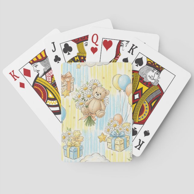 Teddybjörn Daisy Trädgårdsmönster (3) Casinokort (Baksidan)