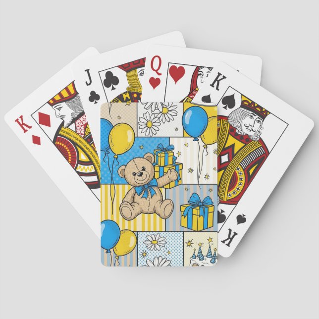 Teddybjörn Daisy Trädgårdsmönster (4) Casinokort (Baksidan)