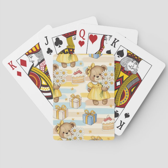 Teddybjörn Daisy Trädgårdsmönster (5) Casinokort (Baksidan)