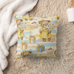 Teddybjörn Daisy Trädgårdsmönster (5) Kudde