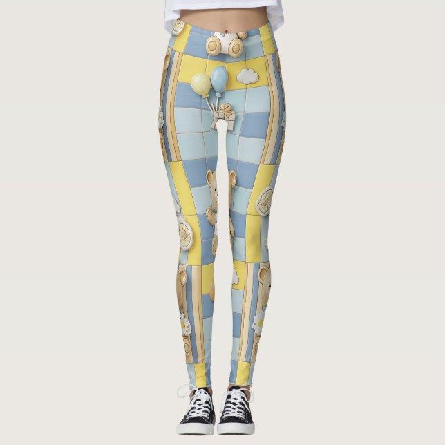 Teddybjörn Daisy Trädgårdsmönster (7) Leggings (Framsida)