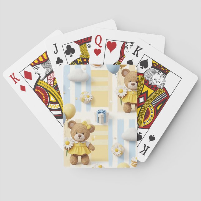 Teddybjörn Daisy Trädgårdsmönster (8) Casinokort (Baksidan)