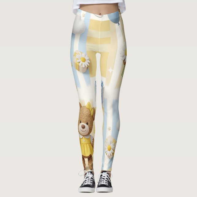 Teddybjörn Daisy Trädgårdsmönster (8) Leggings (Framsida)