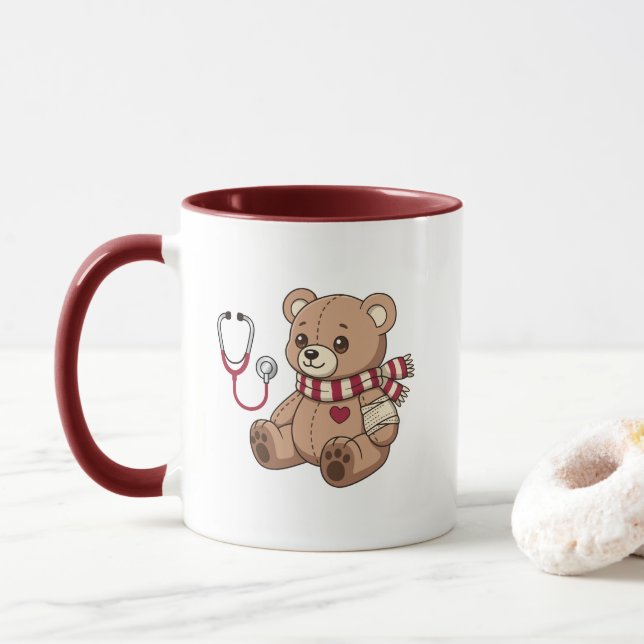 Teddybjörn Doktor Barnläkare Stetoskop Mugg (Med munk)
