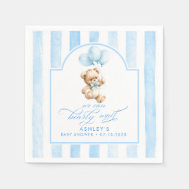 Teddybjörn Elegant Ljusblå Ränder Baby Shower Pappersservett
