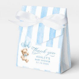 Teddybjörn Elegant Ljusblå Ränder Baby Shower Presentaskar