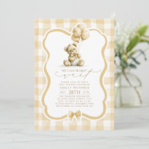 Teddybjörn Elegant Ljusbrun Gingham Baby Shower