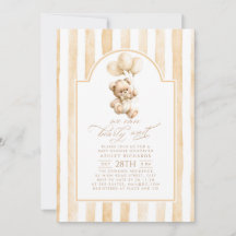 Teddybjörn Elegant Ljusbrun Randig Baby Shower