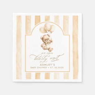 Teddybjörn Elegant Mjuk Brun Randig Bebis Bebisdag Pappersservett
