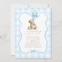 Teddybjörn Elegant Pastellblå Gingham Bebisdopp
