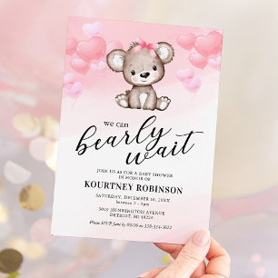 Teddybjörn flicka baby shower inbjudningar