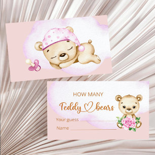 Teddybjörn flicka baby shower tilläggskort