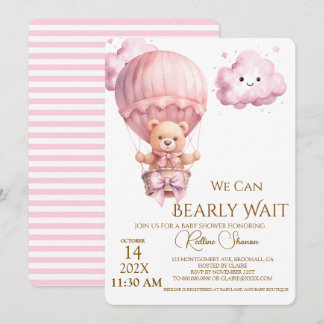 Teddybjörn Flicka Barnkalas Inbjudningar