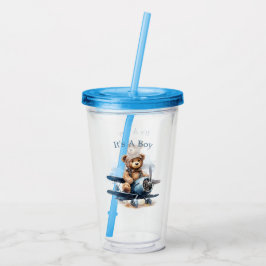 Teddybjörn Flygplan Akvarell Det är en pojke Take Away Mugg