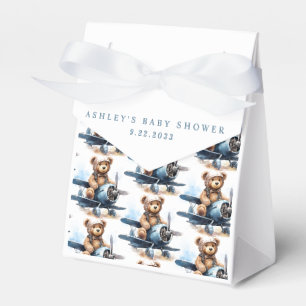Teddybjörn Flygplan Akvarell Pojke Barnkalas Presentaskar