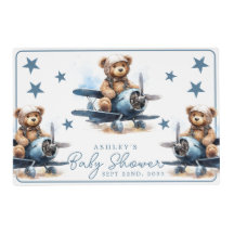 Teddybjörn Flygplan Akvarell Pojke Bebis Shower