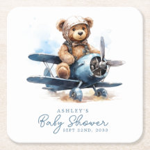 Teddybjörn Flygplan Akvarell Pojke Bebis Shower