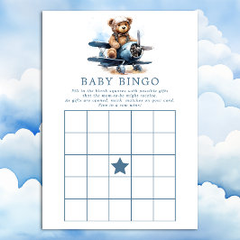 Teddybjörn Flygplan Baby Shower Bingo-spel Inbjudningar