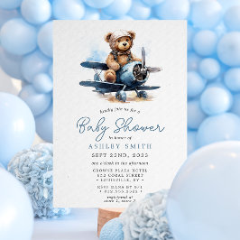 Teddybjörn flygplans baby shower  inbjudningar