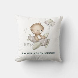 Teddybjörn flygplans baby shower kudde