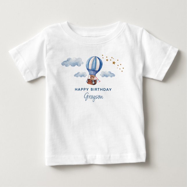Teddybjörn födelsedag blå t shirt (Framsida)