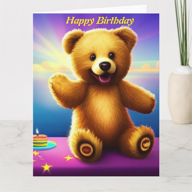 Teddybjörn Födelsedagsgratulationer Kort (Framsida)