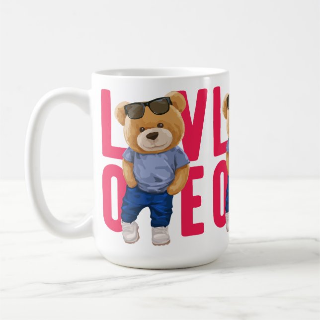 Teddybjörn för Alla Hjärtans Dag Kaffemugg (Vänster)