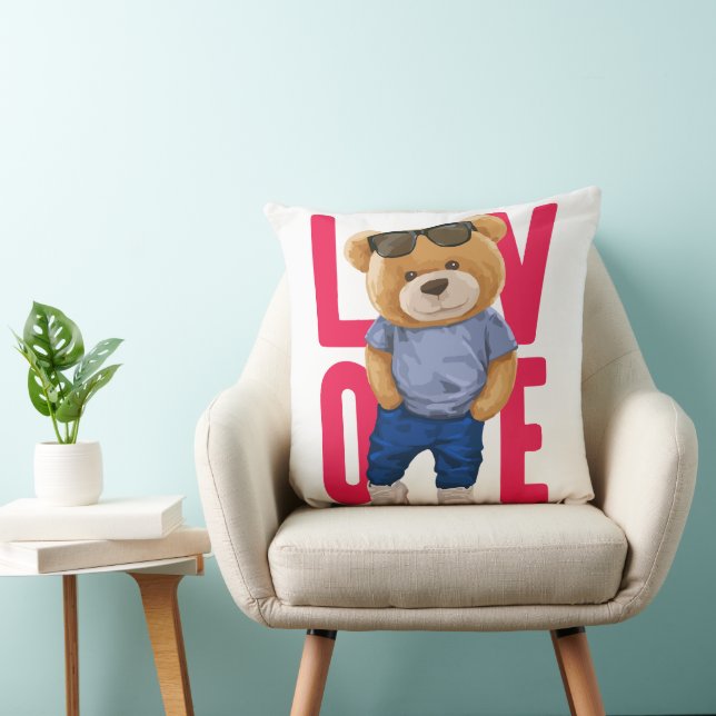 Teddybjörn för Alla hjärtans dag Kudde (Stol)
