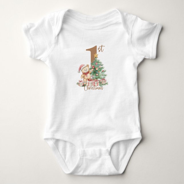 Teddybjörn för barnets första jul t shirt (Framsida)