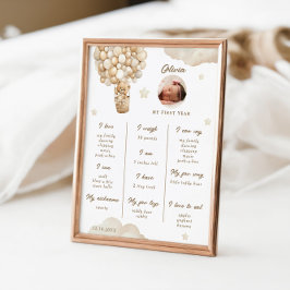 Teddybjörn Första Födelsedag Infographic Milstolpe Poster