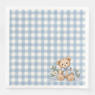 Teddybjörn Gingham Baby Shower Pappersservett