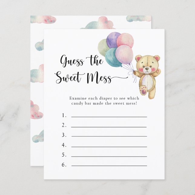 Teddybjörn - Gissa den söta röjan spel (Fram/baksida)