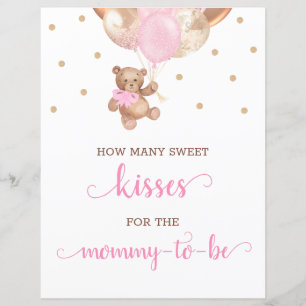 Teddybjörn Gissa Hur Många Puss Skylt Baby Shower
