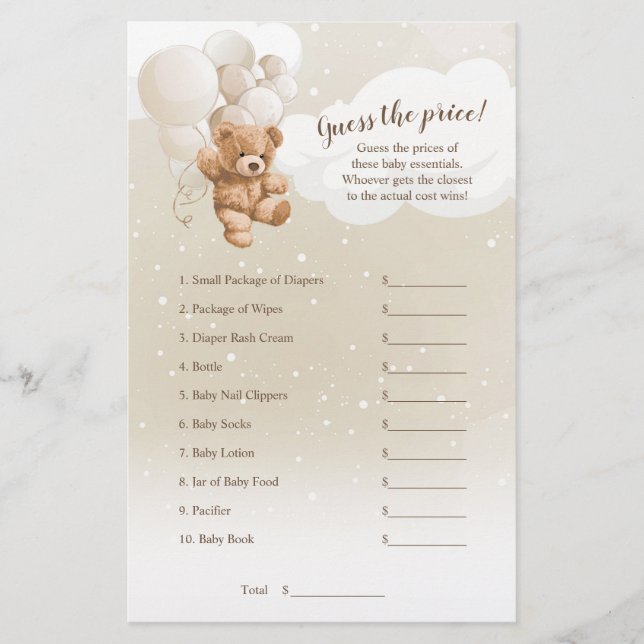 Teddybjörn Gissa Priset Spel Flyer (Framsidan)