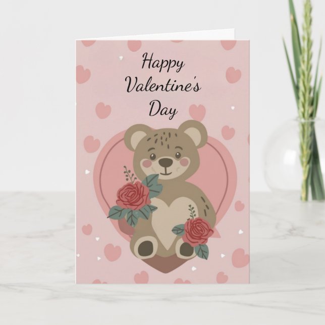 Teddybjörn Glad Valentinesdag Semesterkort Helgkort (Framsida)