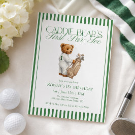 Teddybjörn Golf 1-års födelsedagsfest Caddie Björn Inbjudningar
