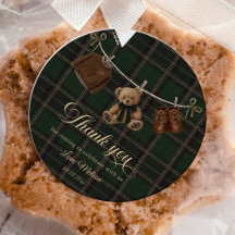 Teddybjörn Grön Tartan Baby Shower