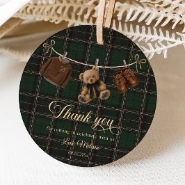 Teddybjörn Grön Tartan Bebisdopp Gåvor Etiketter
