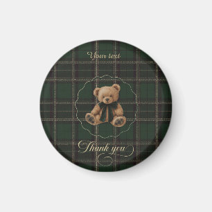 Teddybjörn Grön Tartan Magnet