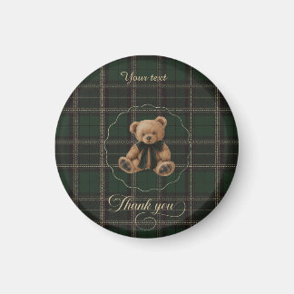 Teddybjörn Grön Tartan Magnet