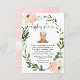 Teddybjörn grönska rosa blomster display dusch tilläggskort