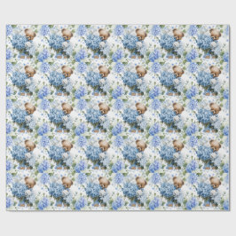 Teddybjörn håller Hydrangeablommor Presentpapper